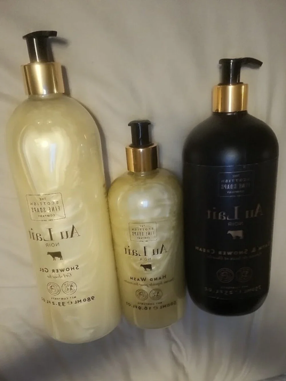Scottish Fine Soaps Au Lait Noir Trio Bundle. Handwash, Shower Creme, Shower Gel